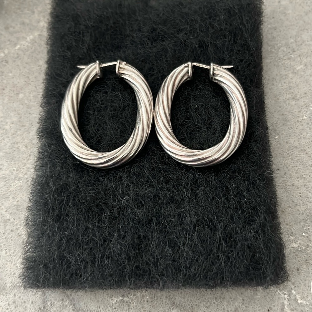 Silver twisted earrings